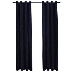 vidaXL Draperii opace cu inele, 2 buc., negru, 140 x 245 cm, catifea