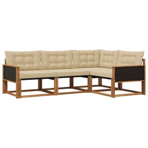 vidaXL Set de canapele de exterior 4 buc. Natural și Bej