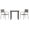vidaXL Set mobilier de grădină, 3 piese, gri&negru, poliratan și oțel