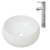 vidaXL Chiuvetă de baie cu robinet mixer, ceramică, rotund, alb