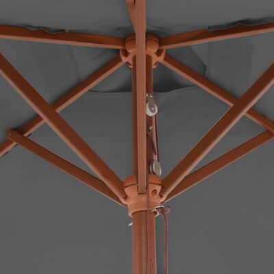 vidaXL Umbrelă de soare, exterior, stâlp lemn, 150x200 cm, antracit