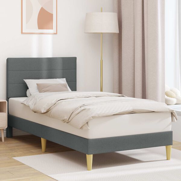 vidaXL Cadru de pat cu headboard Gri &icirc;nchis 80 x 200 cm țesătură
