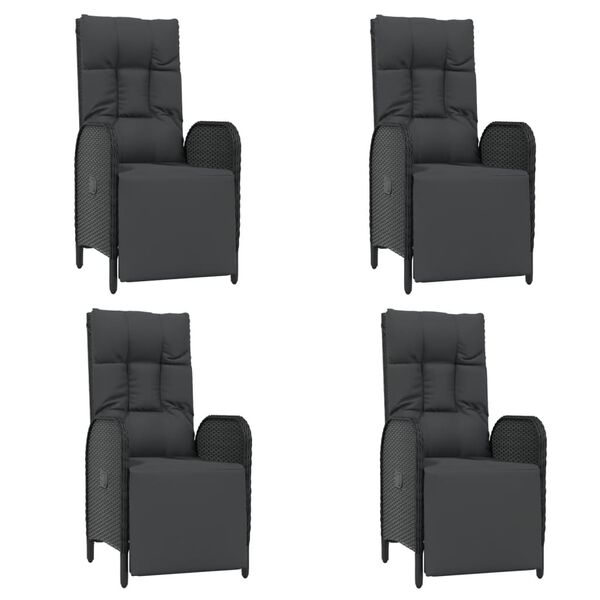 vidaXL Set mobilier de grădină cu perne, 5 piese, negru, poliratan