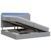 vidaXL Pat cu LED și saltea Gri deschis 200 x 200 cm Țesătură