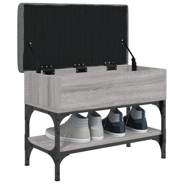 vidaXL Bancă de pantofi, gri sonoma, 62x32x45 cm, lemn prelucrat