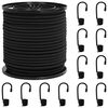 vidaXL Cords bungee cu c&acirc;rlige 4 mm Negru PP și cauciuc