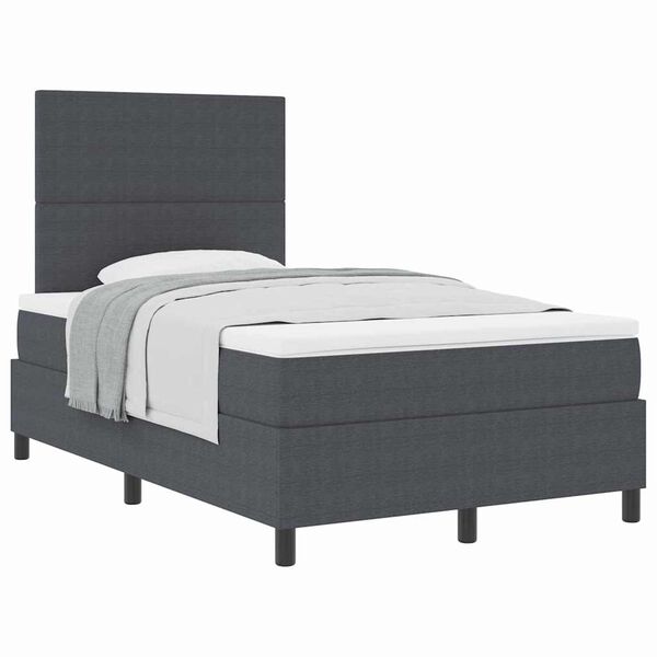vidaXL Pat cu arcuri cu headboard Gri &icirc;nchis și alb 120 x 200 cm