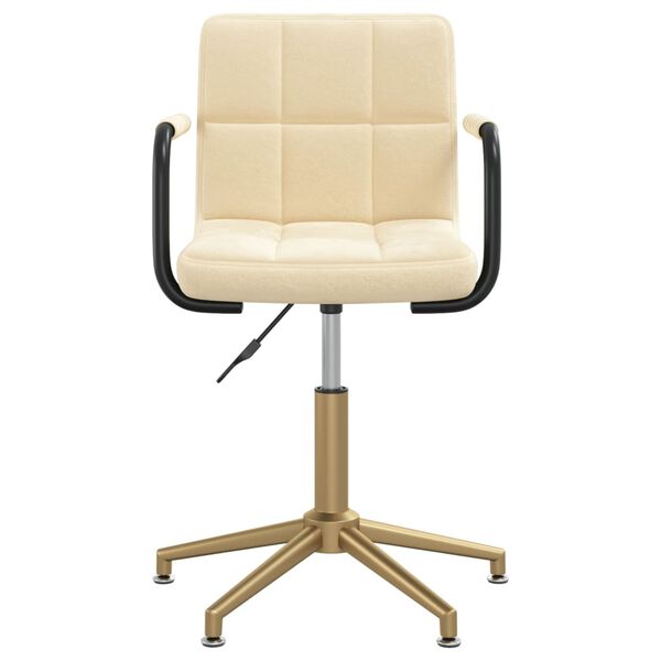 vidaXL Scaune de bucătărie pivotante, 2 buc., crem, catifea