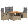 vidaXL Set canapele de grădină, 4 piese, cu perne, bej, poliratan