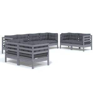 vidaXL Set mobilier grădină cu perne, 8 piese, lemn masiv pin