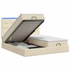vidaXL Pat Ottoman cu Saltea și LED Crem 180 x 200 cm Țesătură