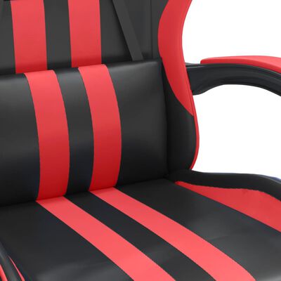 vidaXL Scaun de gaming cu suport picioare, negru/roșu, piele ecologică