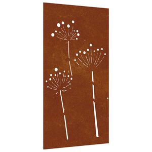 vidaXL Decor perete de grădină 105x55 cm design flori oțel Corten