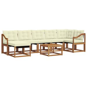 vidaXL Set de canapele de exterior cu pernă 8 pcs Natural și Crem