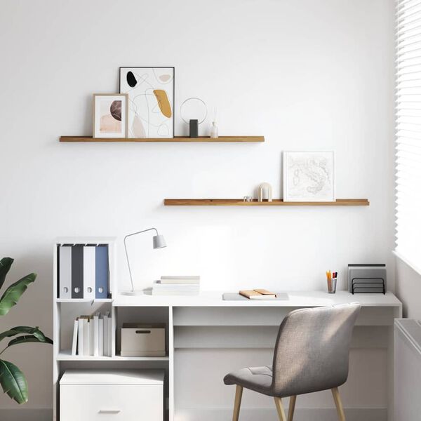 vidaXL Raft de perete cu raft 2 pcs Maro 115 x 9 x 3 cm Lemn compozit