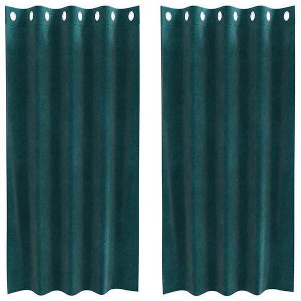vidaXL Perdele opace 2 pcs Verde &icirc;nchis 140 x 175 cm Catifea