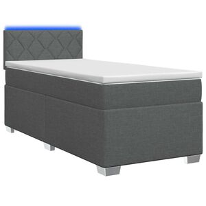 vidaXL Pat box spring cu saltea și LED Gri &icirc;nchis 80 x 200 cm Țesătură