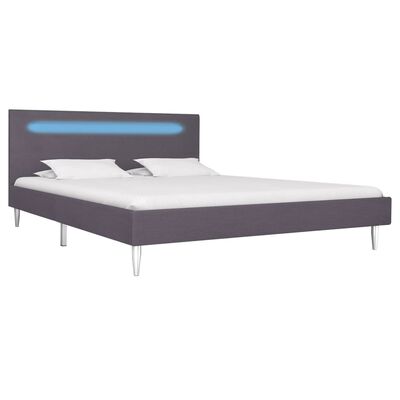 vidaXL Cadru de pat cu LED-uri, gri, 140 x 200 cm, material textil