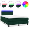 vidaXL Pat cu arcuri cu saltea și LED, verde &icirc;nchis, 120x210 cm, catifea
