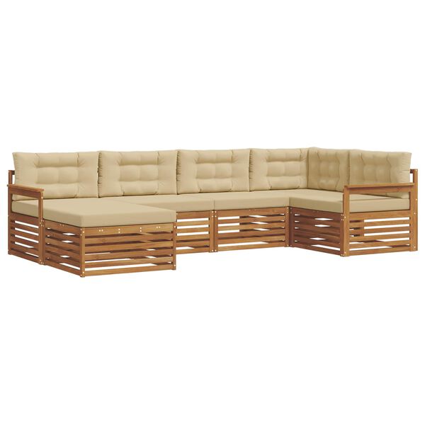 vidaXL Set de canapele de exterior cu pernă 6 pcs Natural și Bej