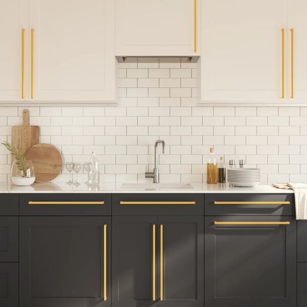 vidaXL M&acirc;nere de dulap, 10 buc., auriu, 480 mm, oțel inoxidabil