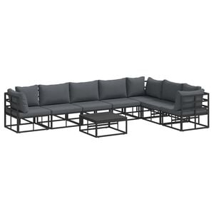 vidaXL Set de canapele pentru grădină 8 buc. Negru Aluminiu