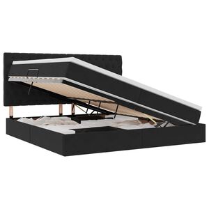 vidaXL Pat cu saltea și LED cu saltea Negru 200 x 200 cm Catifea