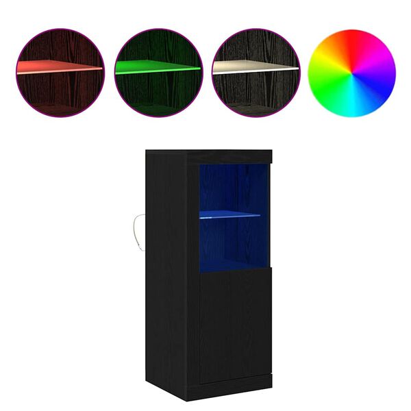 vidaXL Bufet LED Negru 41 x 37 x 100 cm Lemn compozit