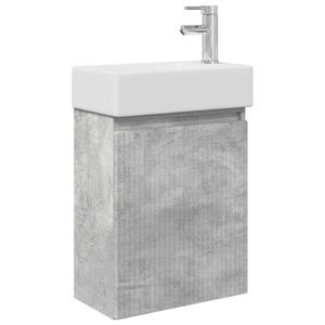vidaXL Unitate de baie cu robinet Gri Beton 45,5 x 22,5 x 84 cm