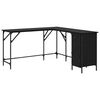 vidaXL Birou Stejar Negru Lemn prelucrat 141 x 141 x 75 cm