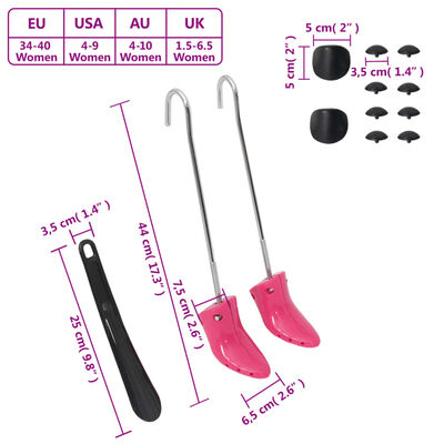 vidaXL Întinzătoare de cizme cu corn, roz, EU 34-40, plastic