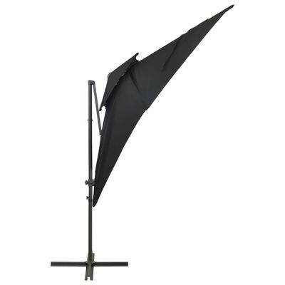 vidaXL Umbrelă suspendată cu înveliș dublu, negru, 250x250 cm
