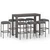 vidaXL Set mobilier bar de grădină cu perne, 9 piese, gri, poliratan