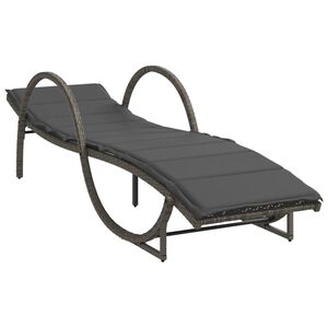 vidaXL Șezlong cu pernă, gri, 60x199x42 cm, poliratan