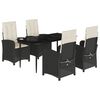 vidaXL Set mobilier de grădină cu perne, 5 piese, negru, poliratan