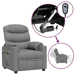 vidaXL Fotoliu de masaj electric rabatabil, gri deschis, textil