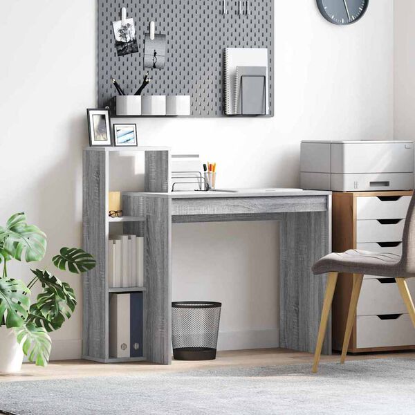 vidaXL Birou cu raft Gri Sonoma 100 x 40 x 90 cm Lemn compozit