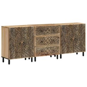 vidaXL Dulapuri laterale, 3 buc., 60x33x75 cm, lemn masiv de mango