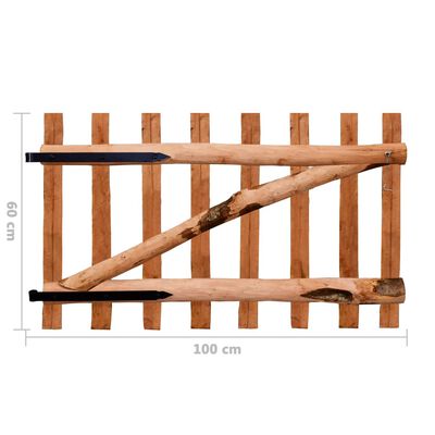 vidaXL Poartă de gard simplă, din lemn de alun, 100 x 60 cm