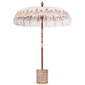 vidaXL Umbrela balineză cu bază Crem 185 x 185 x 260 cm