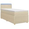 vidaXL Pat boxspring cu saltea cu benzi LED Crem 80 x 200 cm Țesătură