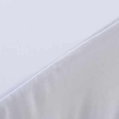 vidaXL Huse elastice de masă cu fustă, 2 buc., alb, 243x76x74 cm