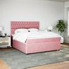 vidaXL Pat box spring cu saltea, roz, 180x200 cm, catifea