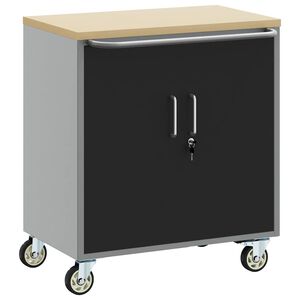 vidaXL Carucior de lucru cu roți cu raft Negru și Gri 75 x 45 x 85 cm