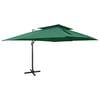 vidaXL Umbrelă &icirc;n consolă cu &icirc;nveliș dublu, verde, 400x300 cm