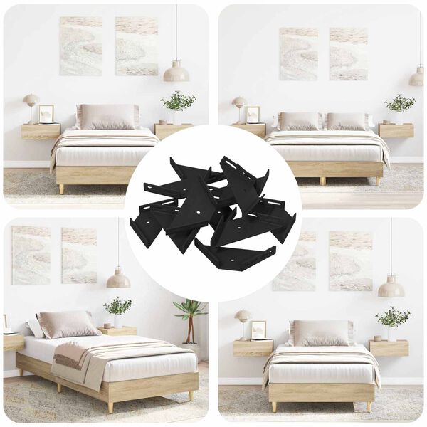 vidaXL Bracket de Colț 12 pcs Negru 138,5 x 50,5 x 16 mm Fier