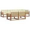 vidaXL Set de canapele de exterior cu pernă 7 pcs Natural și Crem