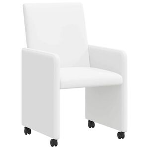 vidaXL Scaune de dining cu roți 2 buc. Piele artificială Alb