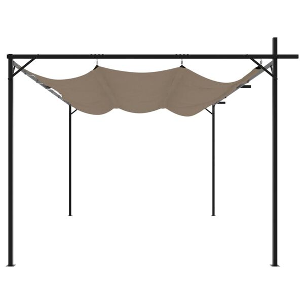 vidaXL Pergola cu acoperiș retractabil, gri taupe, 395x292x230 cm