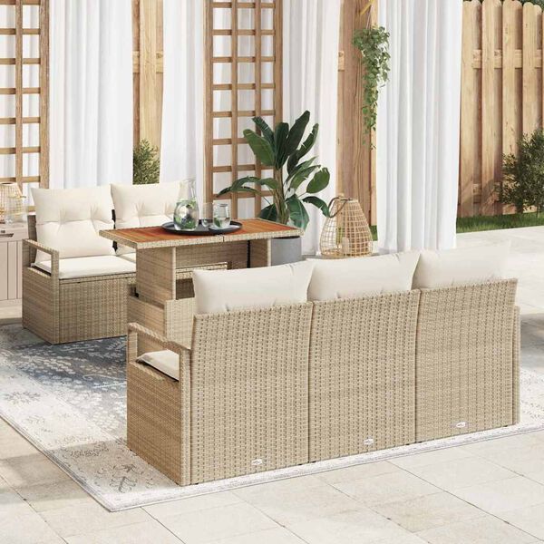 vidaXL Set de canapele pentru grădină 6 pcs Bej Rattan poli